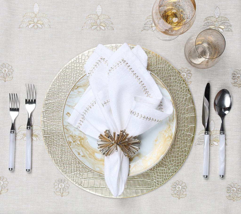 Croco Placemat in Gold Set of 4 by Kim Seybert at Fig Linens and Home 5