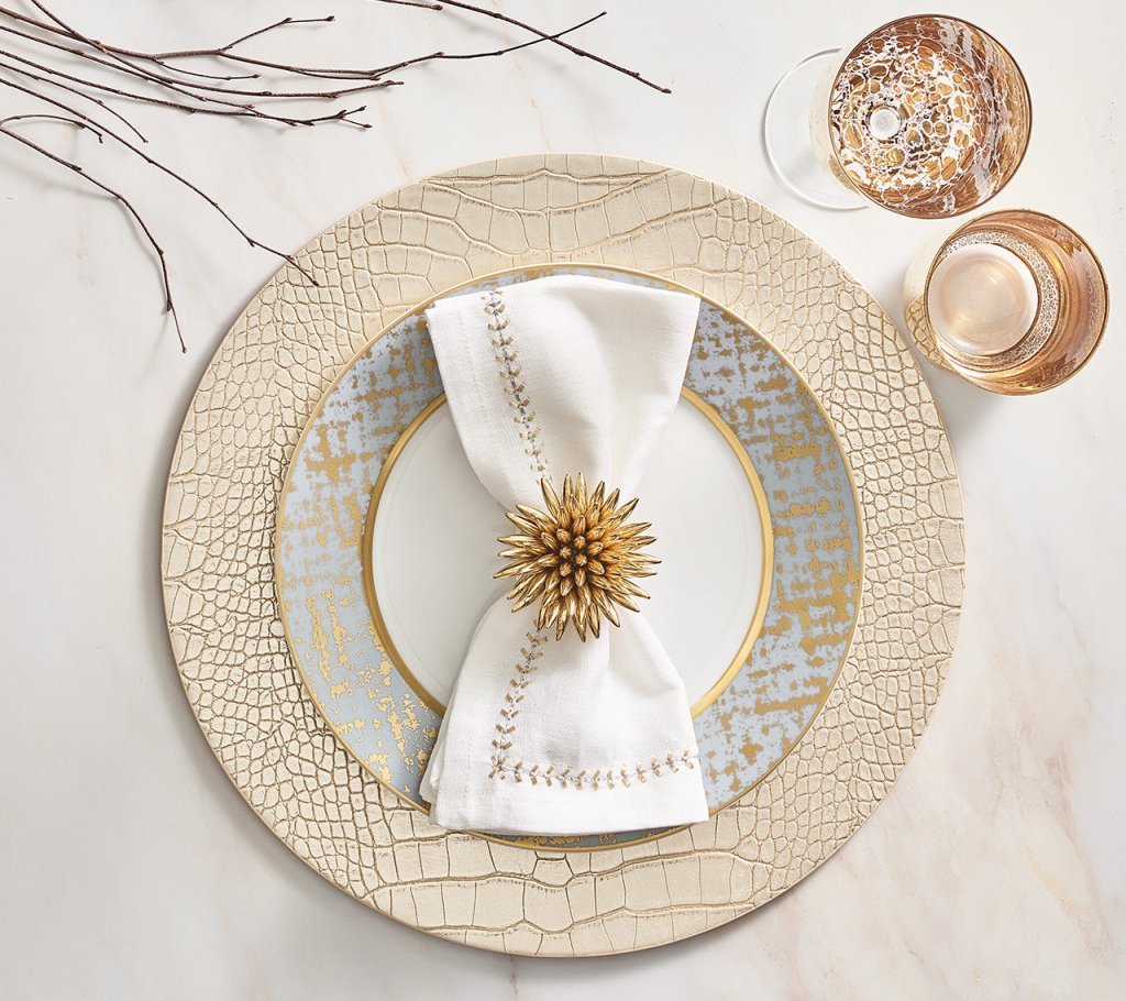 Croco Placemat in Gold Set of 4 by Kim Seybert at Fig Linens and Home 3