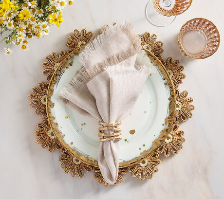 Daisy Placemat in Natural & Ivory by Kim Seybert at Fig Linens and Home - Lifestyle 1