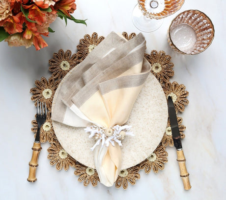 Daisy Placemat in Natural & Ivory by Kim Seybert at Fig Linens and Home - Lifestyle 3