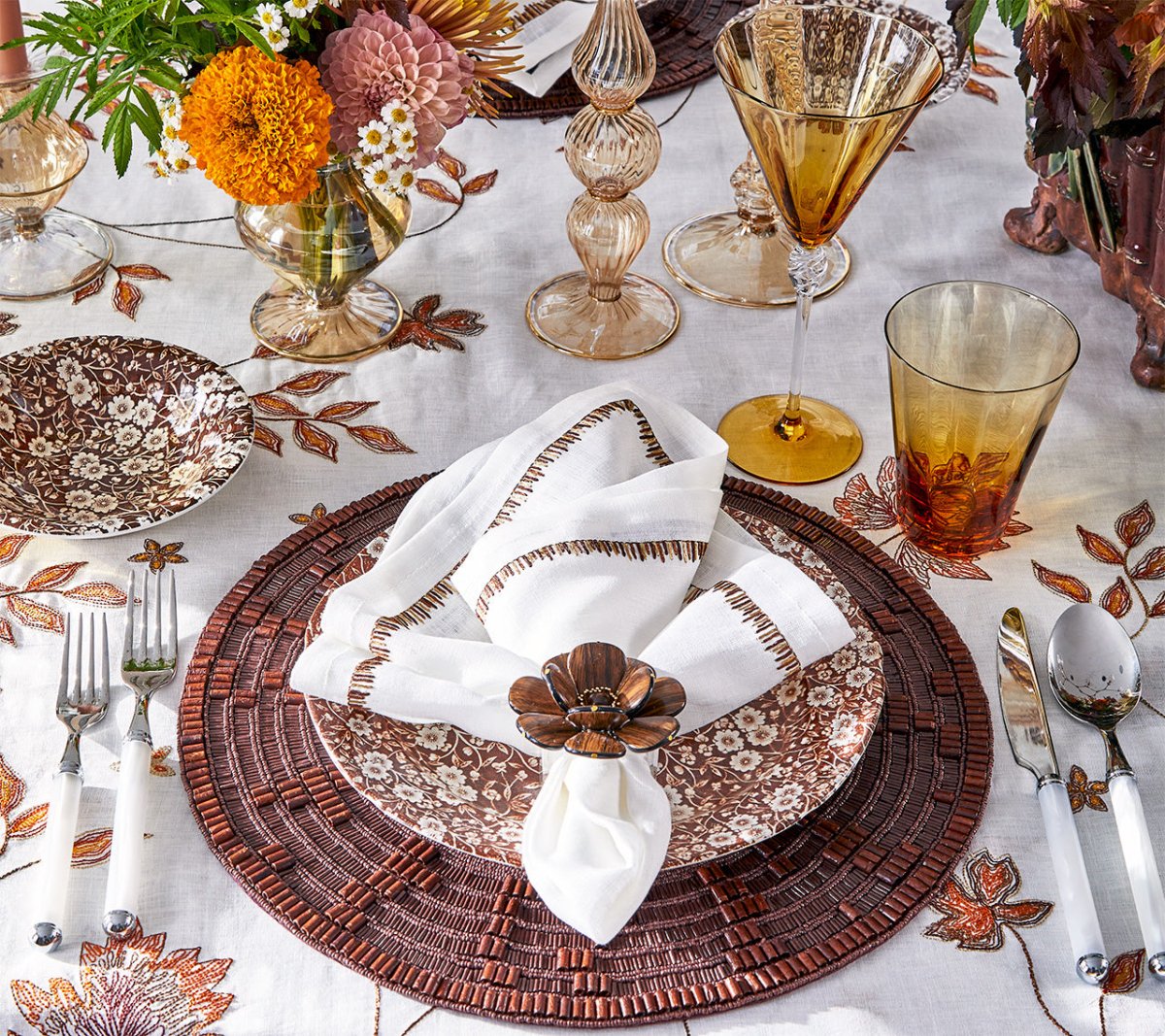Daphne Tumbler in Amber Set of 4 by Kim Seybert at Fig Linens and Home - Lifestyle 1