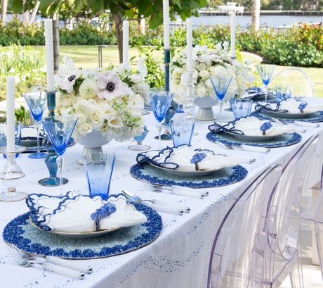 Daphne Tumbler in Blue Set of 4 by Kim Seybert | Glassware at Fig Linens and Home 2