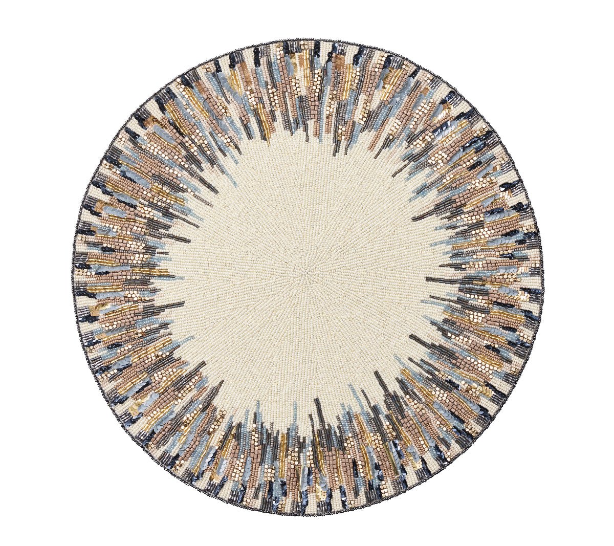 Diadem Placemat in Ivory & Blue, Set of 2 Kim Seybert at Fig Linens and Home