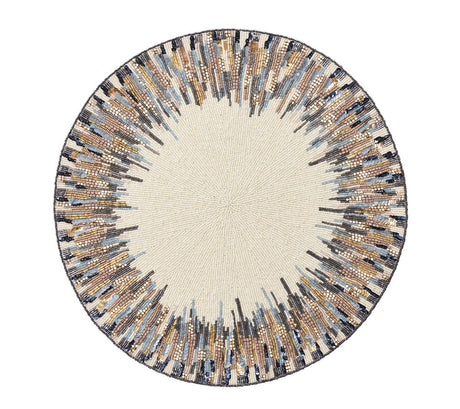 Diadem Placemat in Ivory & Blue, Set of 2 Kim Seybert at Fig Linens and Home
