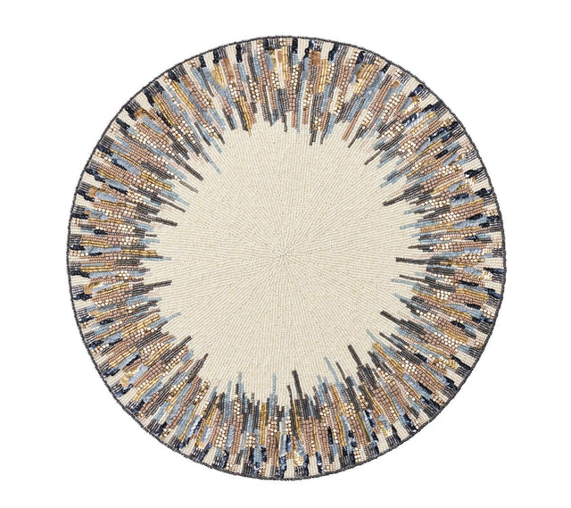 Diadem Placemat in Ivory & Blue, Set of 2 Kim Seybert at Fig Linens and Home