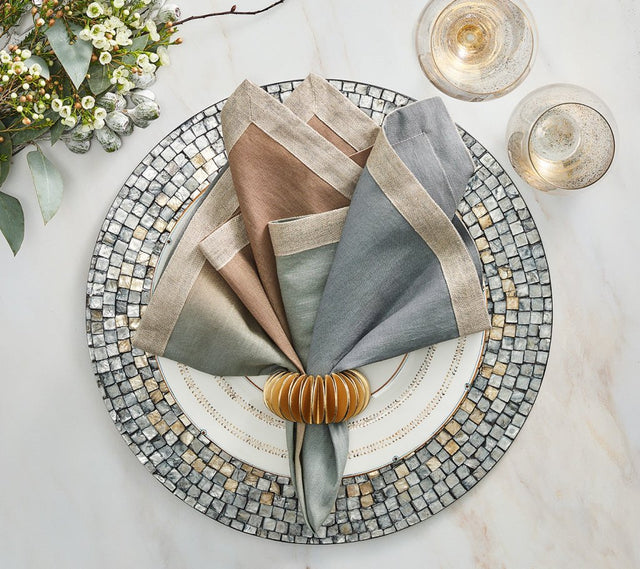Dip Dye Napkin in Beige Taupe & Gray Set of 4 by Kim Seybert - Lifestyle 1