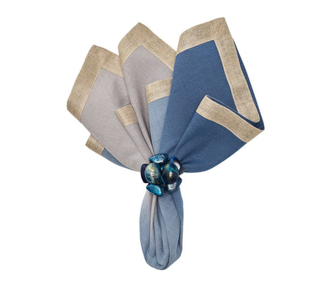 Dip Dye Napkin in Blue & Gray Set of 4 by Kim Seybert Blue/Gray 21"L x 21"W x 0.1"H Napkin - Set of 4 at FIG LINENS AND HOME 2