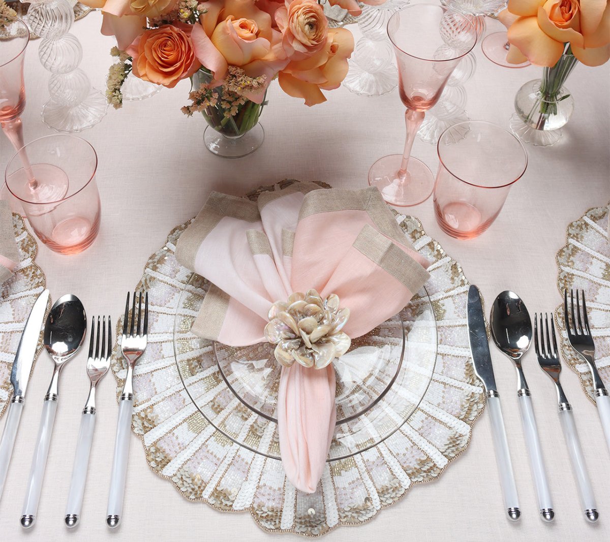 Dip Dye Napkin in Blush & Gold Set of 4 by Kim Seybert 3