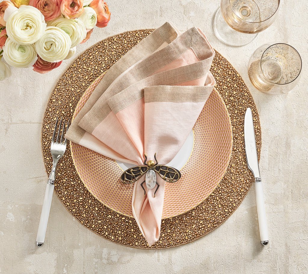 Dip Dye Napkin in Blush & Gold Set of 4 by Kim Seybert 6