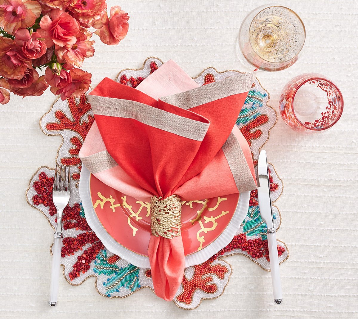 Dip Dye Napkin in Coral & Salmon Set of 4 by Kim Seybert 7