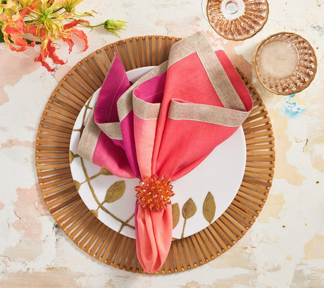 Dip Dye Napkin in Fuchsia & Orange Set of 4 by Kim Seybert 1