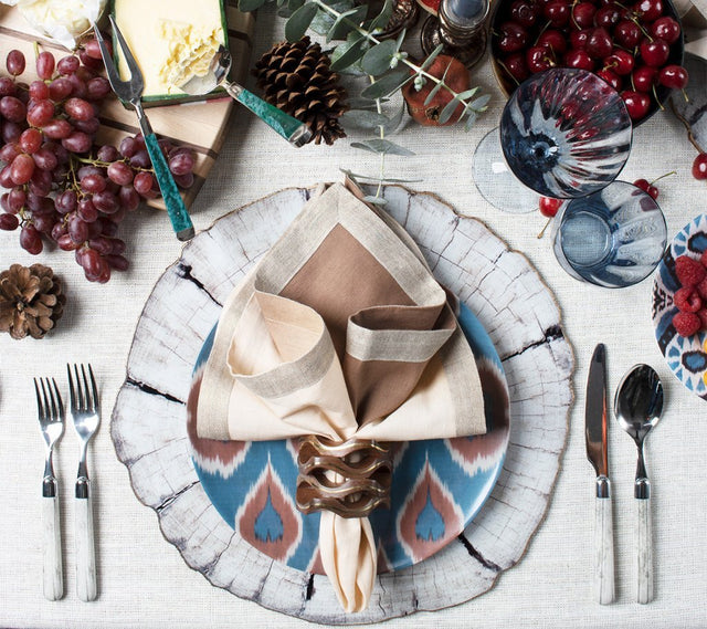 Dip Dye Napkin in Natural Brown & Gold Set of 4 by Kim Seybert 1