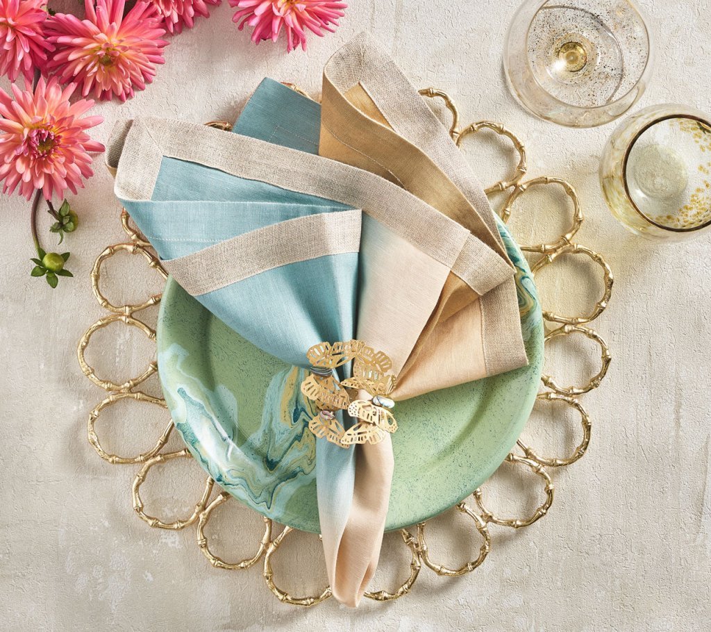 Dip Dye Napkin in Natural & Seafoam Set of 4 by Kim Seybert 3