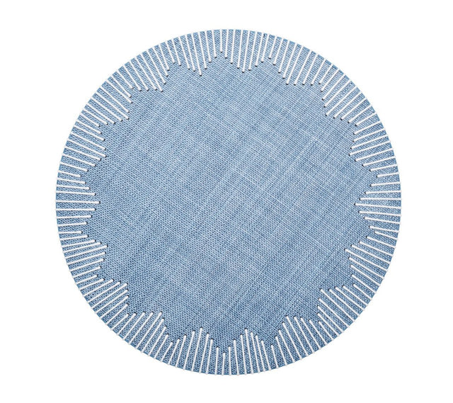 Dream Weaver Round Placemat in Blue & White | Kim Seybert Table Linens at Fig Linens and Home 1