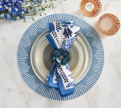 Dream Weaver Round Placemat in Blue & White | Kim Seybert Table Linens at Fig Linens and Home 3
