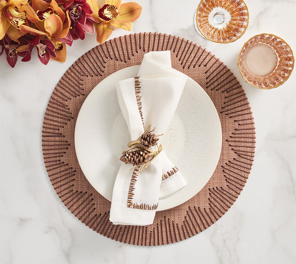 Dream Weaver Placemat in Brown, Set of 4 Kim Seybert - Tablescape at Fig Linens and Home