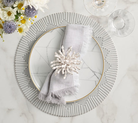 Dream Weaver Round Placemat in Gray & White | Kim Seybert Table Linens at Fig Linens and Home 2