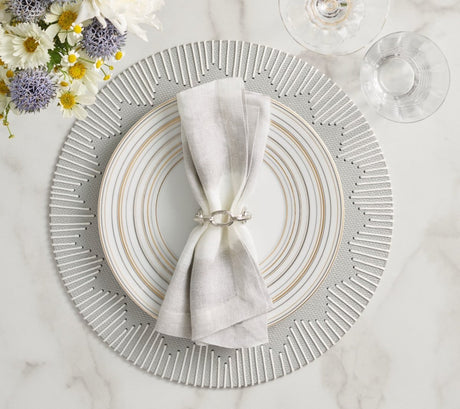 Dream Weaver Round Placemat in Gray & White | Kim Seybert Table Linens at Fig Linens and Home 4