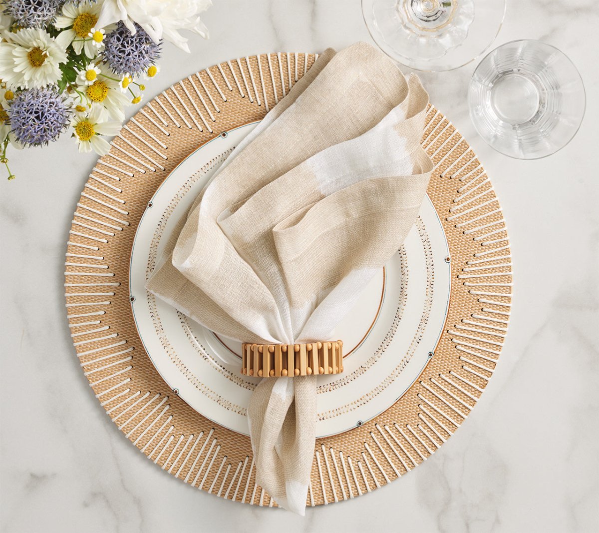 Dream Weaver Placemat in Natural & White Set of 4 by Kim Seybert at Fig Linens and Home 1