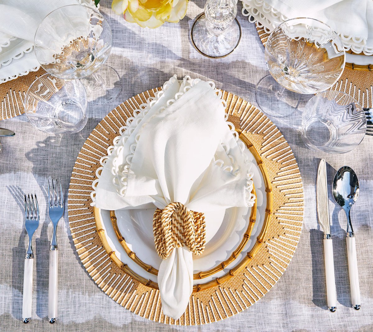 Dream Weaver Placemat in Natural & White Set of 4 by Kim Seybert at Fig Linens and Home 3