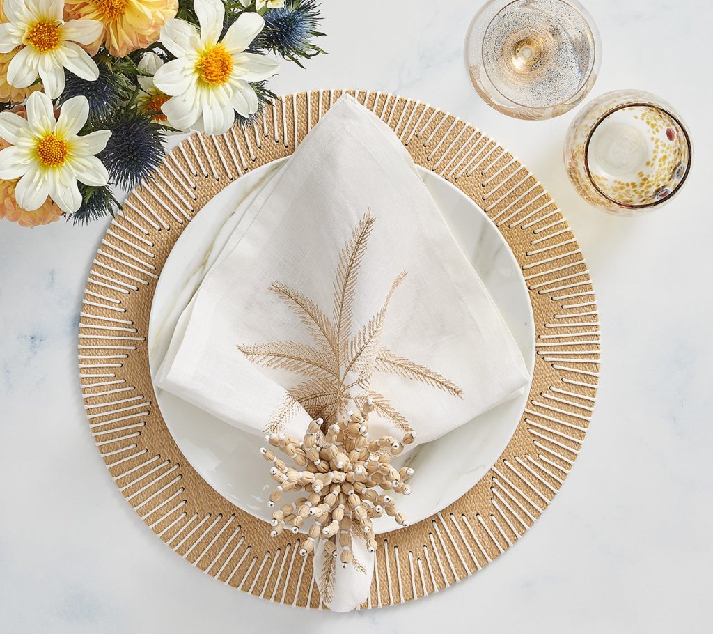 Dream Weaver Placemat in Natural & White Set of 4 by Kim Seybert at Fig Linens and Home 2