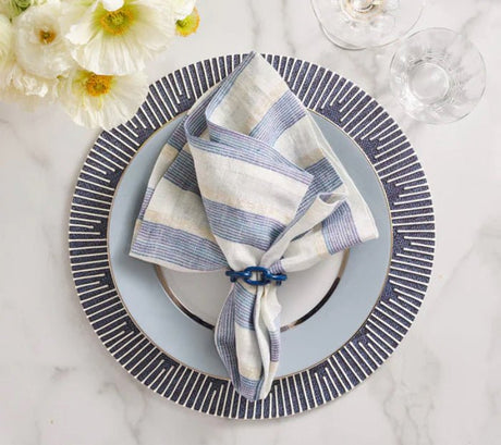 Dreamweaver Placemat in Navy & White, Set of 4 Kim Seybert | Table Linens at Fig Linens and Home 3