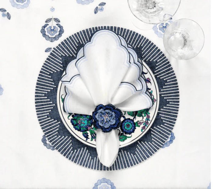 Dreamweaver Placemat in Navy & White, Set of 4 Kim Seybert | Table Linens at Fig Linens and Home 6