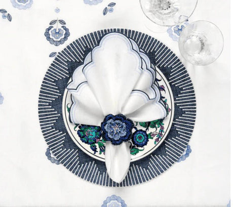 Dreamweaver Placemat in Navy & White, Set of 4 Kim Seybert | Table Linens at Fig Linens and Home 6