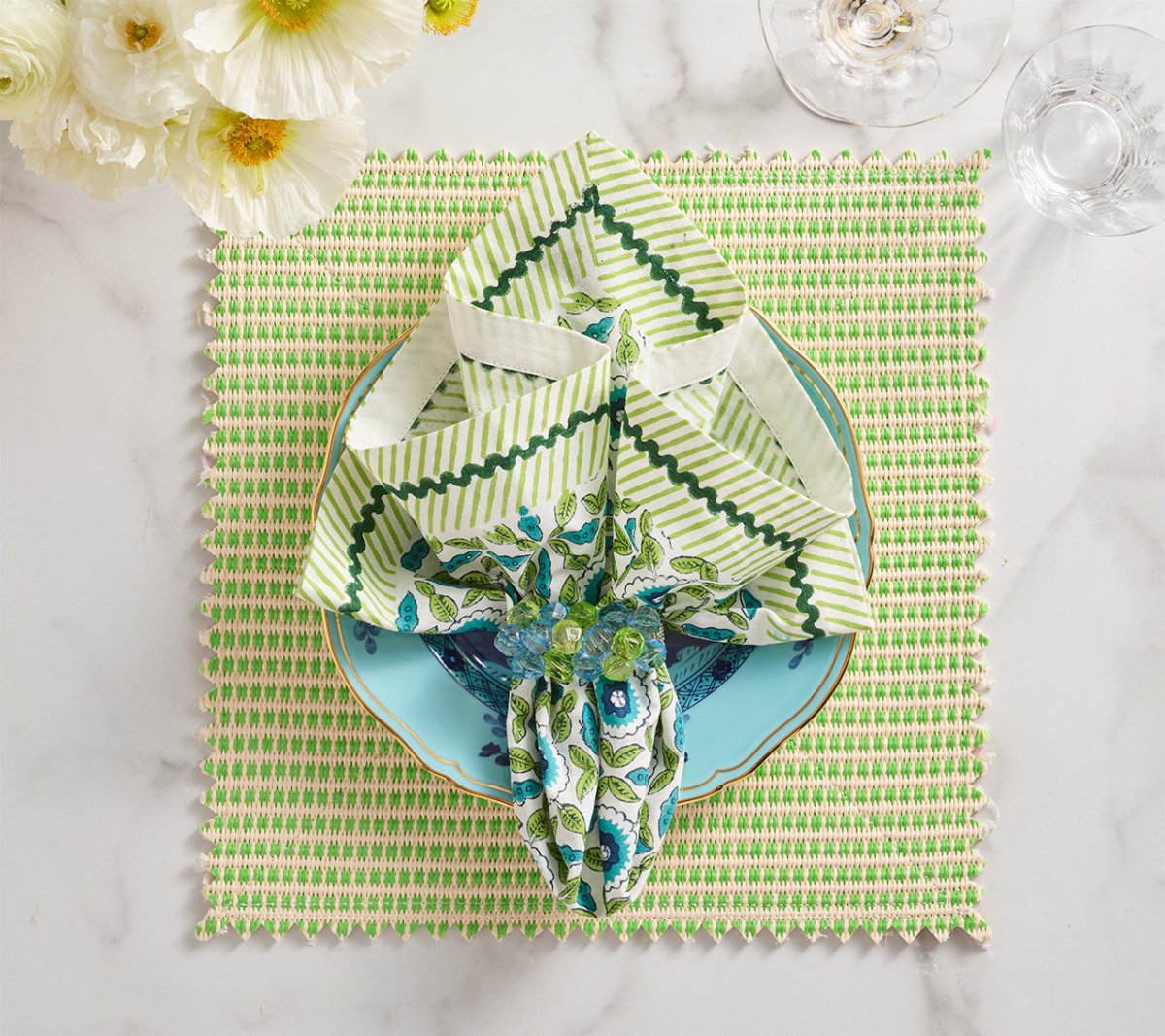 Duet Placemats in Blue & Green Set of 4 by Kim Seybert at Fig Linens and Home - View 16