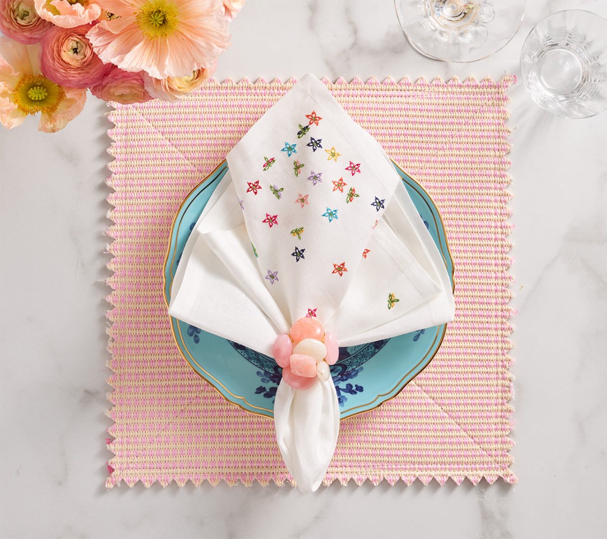 Duet Placemats in Blush & Pink Set of 4 by Kim Seybert at Fig Linens and Home - View 31