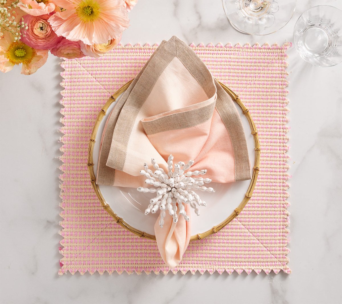 Duet Placemats in Blush & Pink Set of 4 by Kim Seybert at Fig Linens and Home - View 29