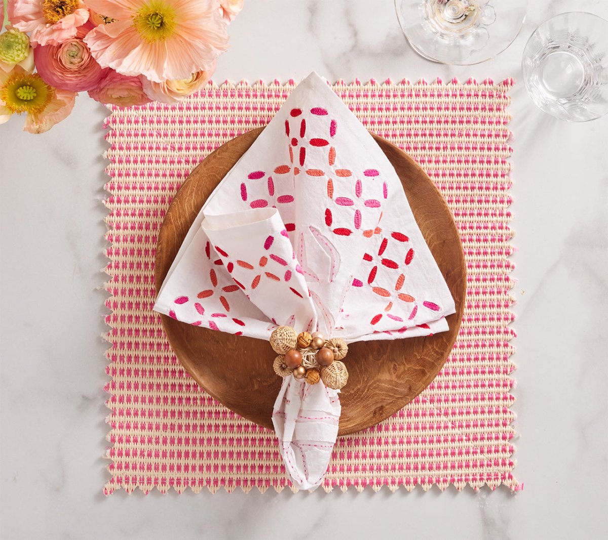 Duet Placemats in Blush & Pink Set of 4 by Kim Seybert at Fig Linens and Home - View 30