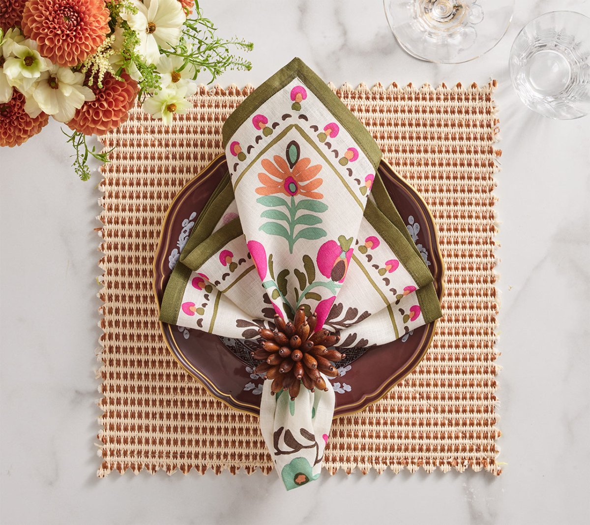 Duet Placemats in Brown & Yellow Set of 4 by Kim Seybert at Fig Linens and Home - View 107