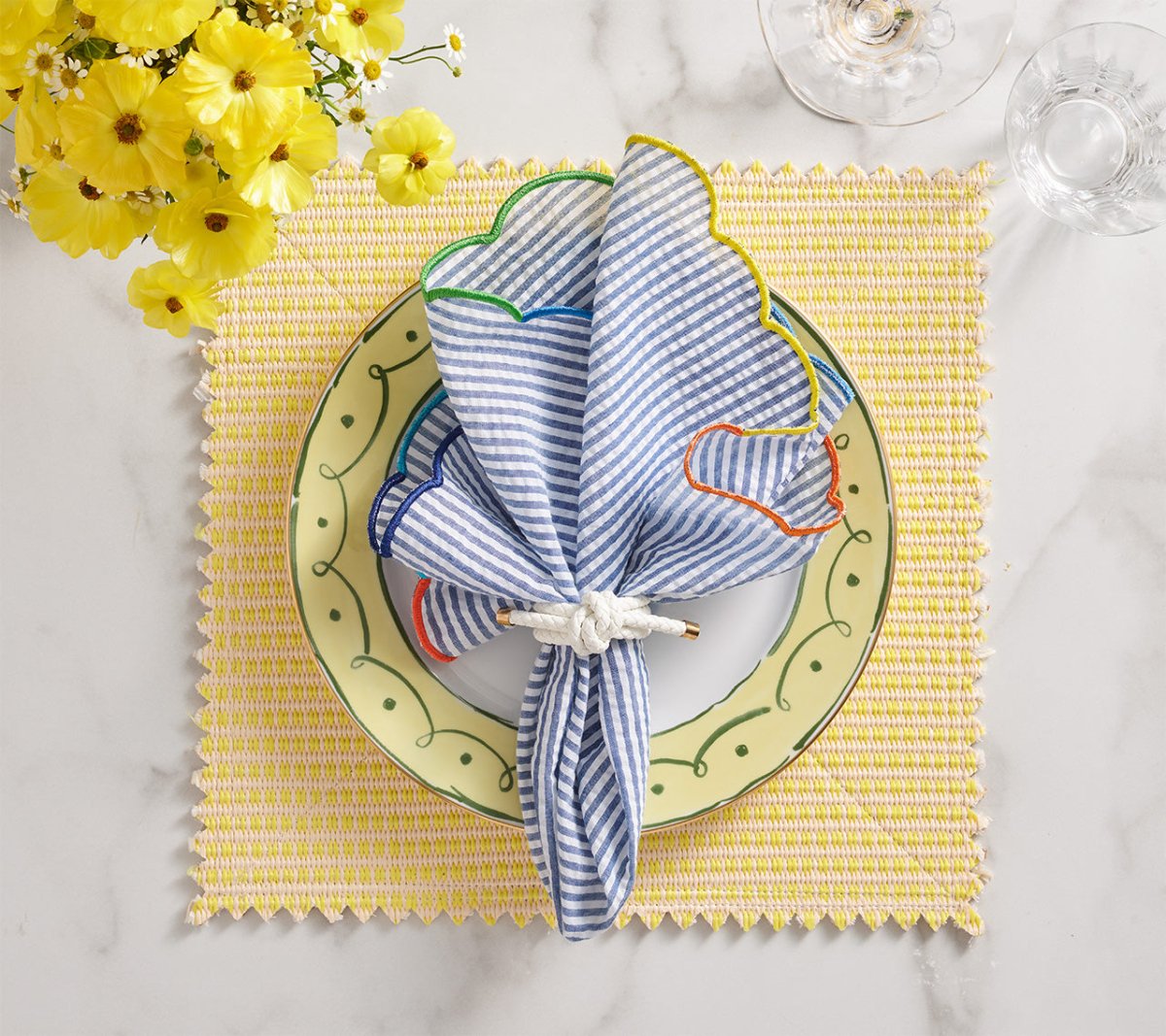 Duet Placemats in Brown & Yellow Set of 4 by Kim Seybert at Fig Linens and Home - View 109