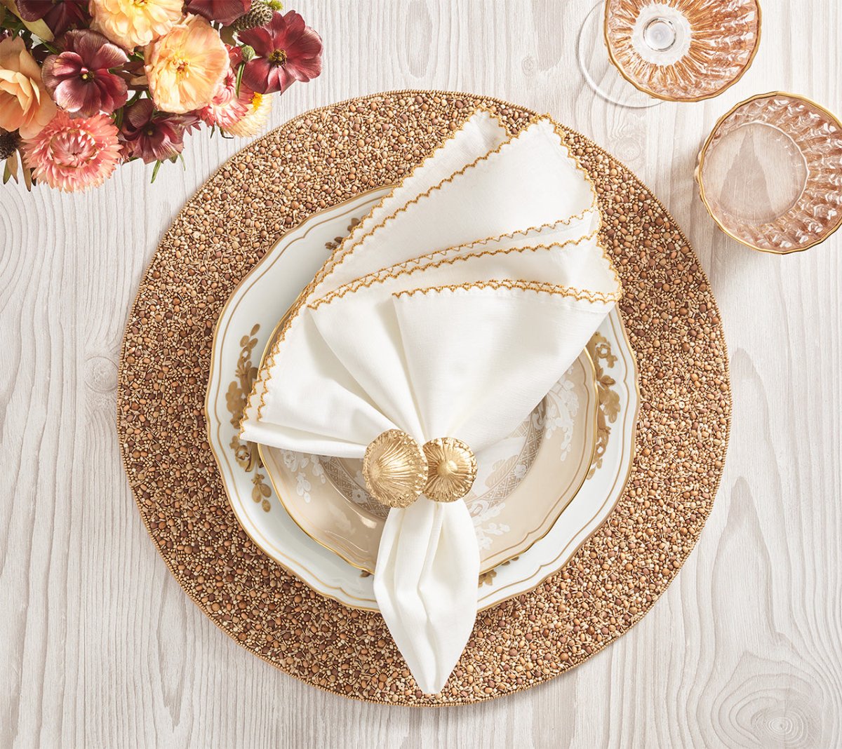 Emberfall Placemat in Natural & Brown Set of 2 by Kim Seybert at Fig Linens and Home 5