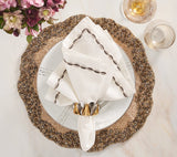 Enigma Napkin Ring in Gold & Silver Set of 4 by Kim Seybert - Lifestyle at Fig Linens and Home 1