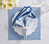 Filigree Napkin in White & Blue Set of 4 by Kim Seybert at Fig Linens and Home - Lifestyle 3