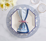 Filigree Napkin in White & Blue Set of 4 by Kim Seybert at Fig Linens and Home - Lifestyle 2