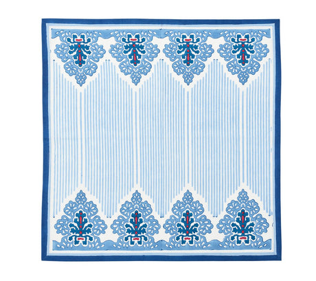 Filigree Napkin in White & Blue Set of 4 by Kim Seybert at Fig Linens and Home - Flat View