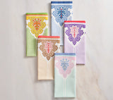 Kim Seybert Filigree Napkin in White, Coral & Brown shown with other colors