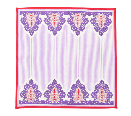 Filigree Napkins in White, Lilac & Coral Set of 4 by Kim Seybert at Fig Linens and Home - Flat