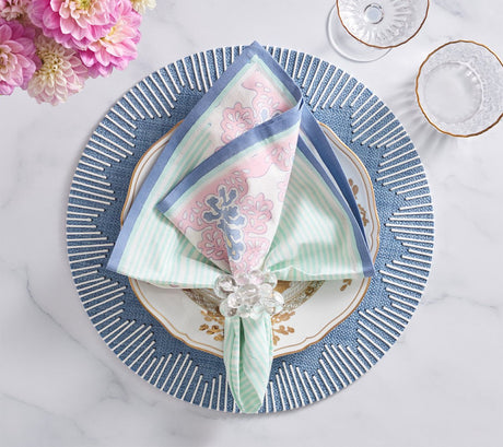 Filigree Napkin in White & Sorbet Set of 4 by Kim Seybert at Fig Linens and Home - Lifestyle 1