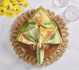 Filigree Napkin in White, Yellow & Green Set of 4 by Kim Seybert at Fig Linens and Home - Lifestyle 1