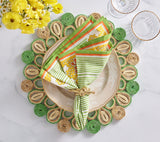 Filigree Napkin in White, Yellow & Green Set of 4 by Kim Seybert at Fig Linens and Home - Lifestyle 3