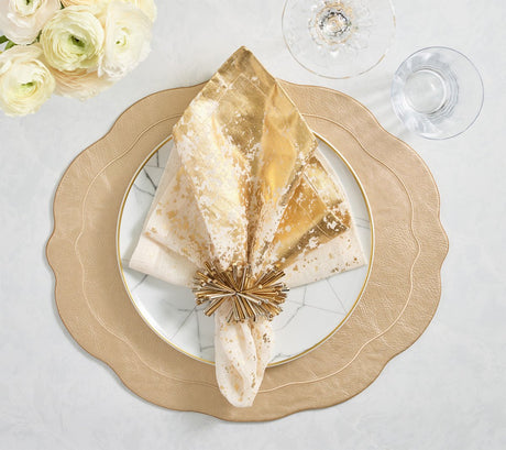 Fringe Napkin Ring in Gold & Silver Set of 4 by Kim Seybert at Fig Linens and Home - Lifestyle 2