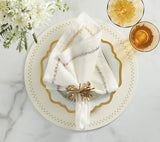Fringe Napkin Ring in Gold & Silver Set of 4 by Kim Seybert at Fig Linens and Home - Lifestyle 1
