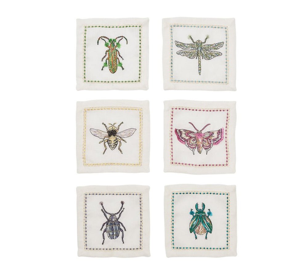 Garden Party Cocktail Napkin in White & Multi by Kim Seybert at Fig Linens and Home - View 2