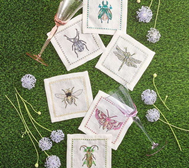 Garden Party Cocktail Napkins in White & Multi Set of 6 by Kim Seybert - Lifestyle 1