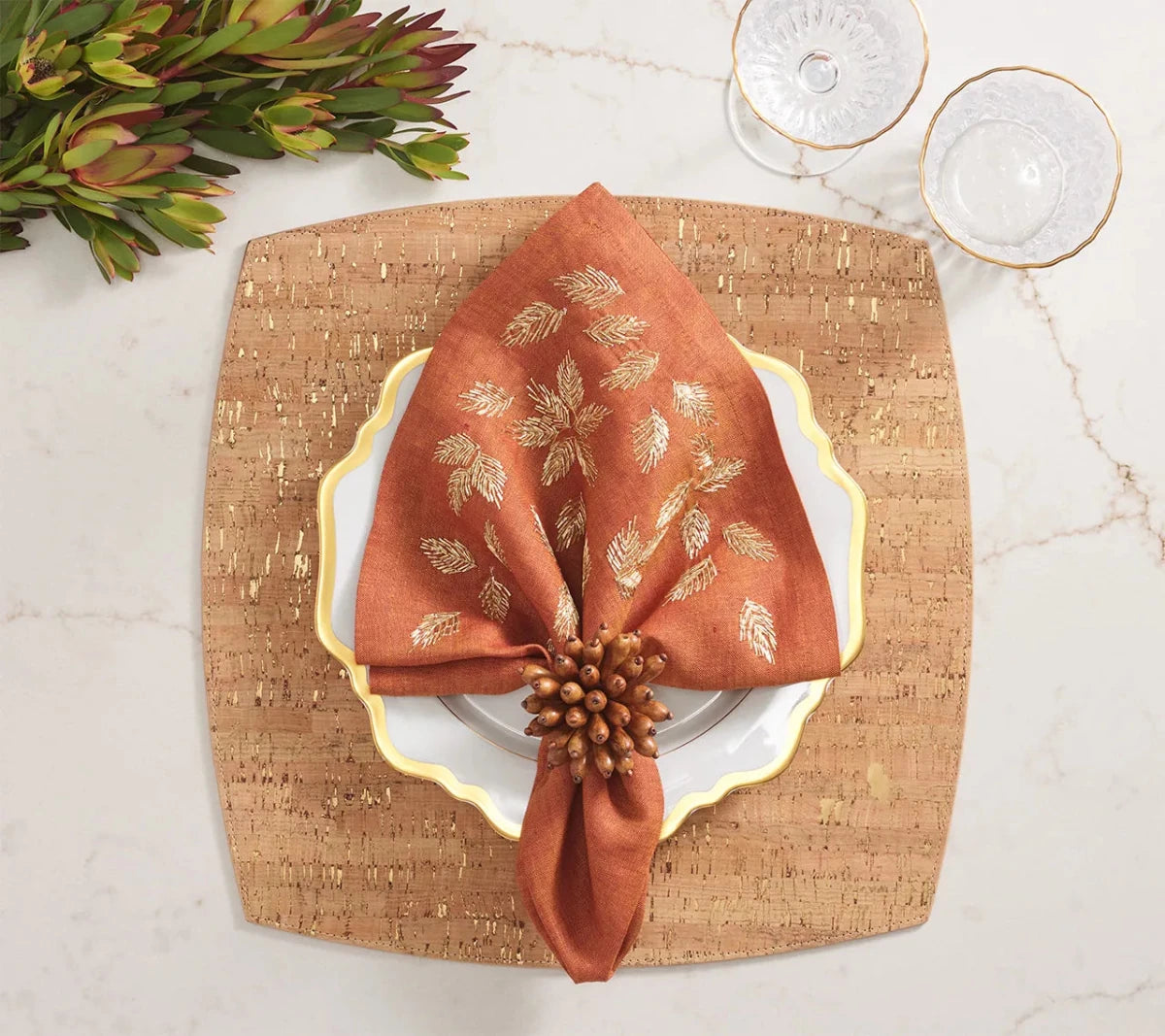 Gilded Breeze Rust/Gold Napkin Detail 4 | Kim Seybert at Fig Linens and Home