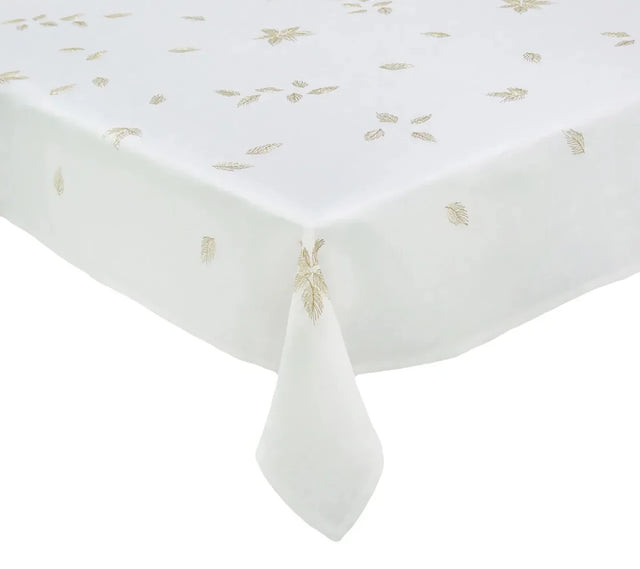 Gilded Breeze White/Gold/Silver Table Cloth | Kim Seybert at Fig Linens and Home